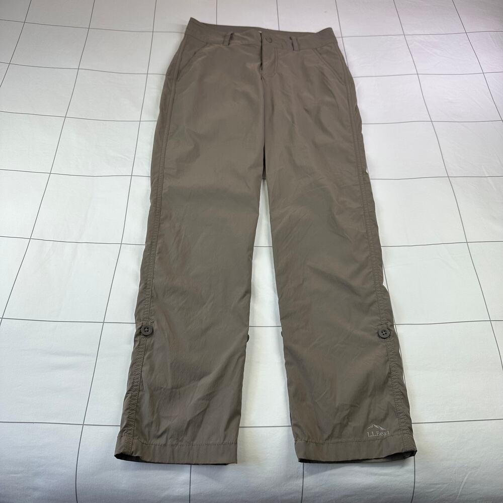 L.L.Bean Pants Womens 4 Taupe Toasted Almond Access Trail Straight Leg Roll Up
